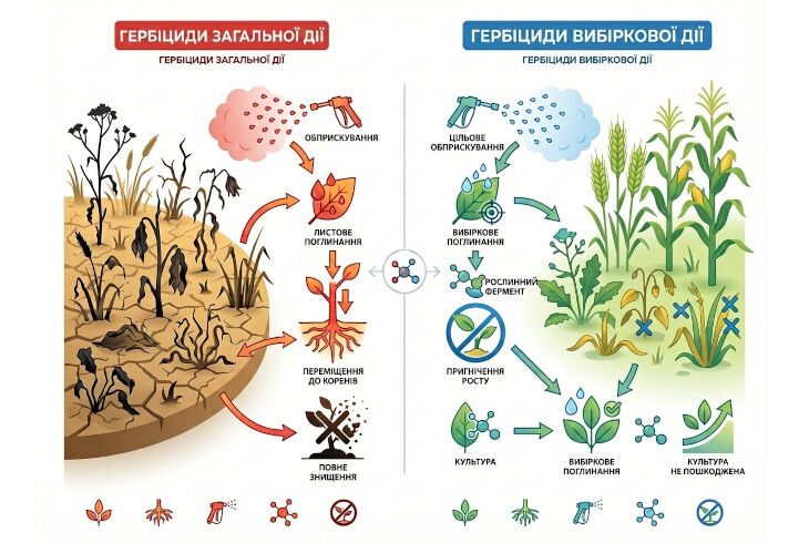 Гербіциди суцільної та вибіркової дії: у чому різниця, коли застосовувати та як уникнути помилок